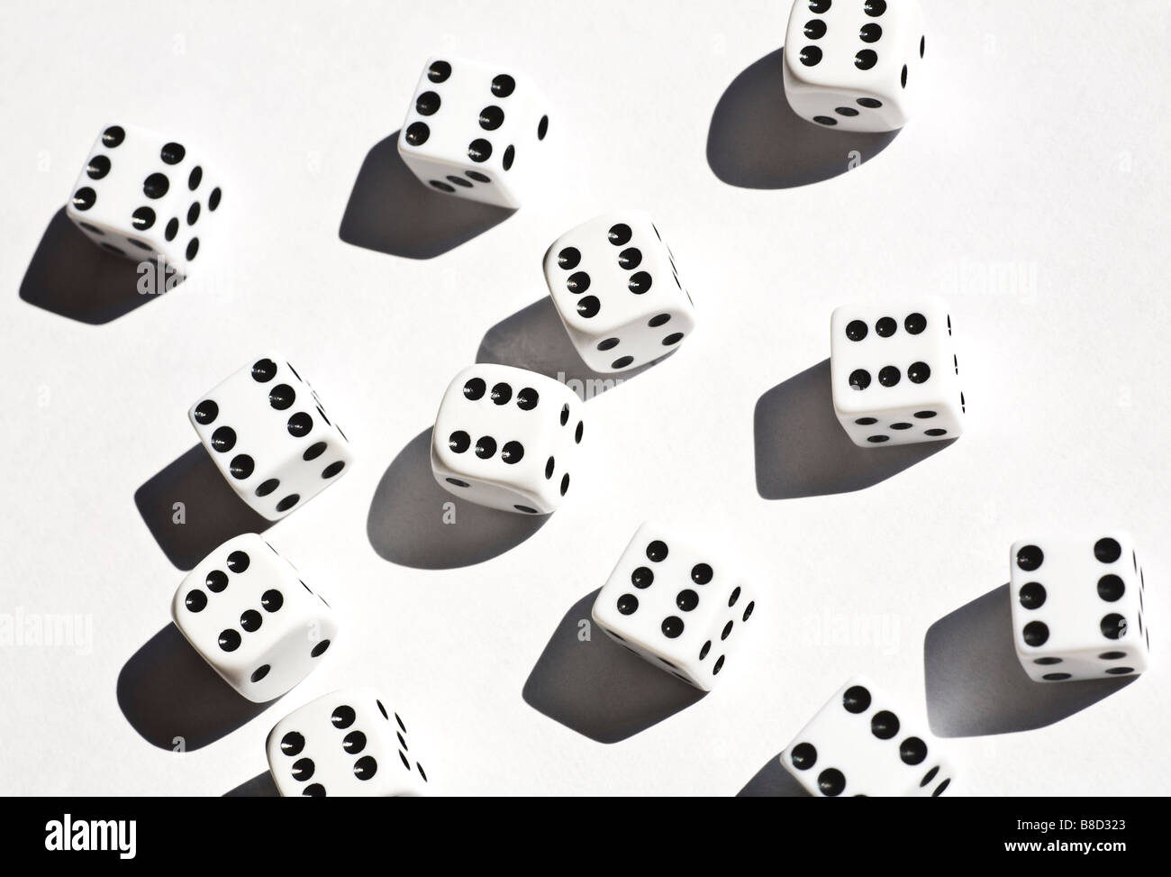 Dice with sixes Stock Photo