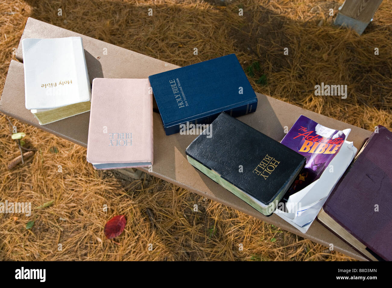 Student's Bibles at private Christian school. Stock Photo