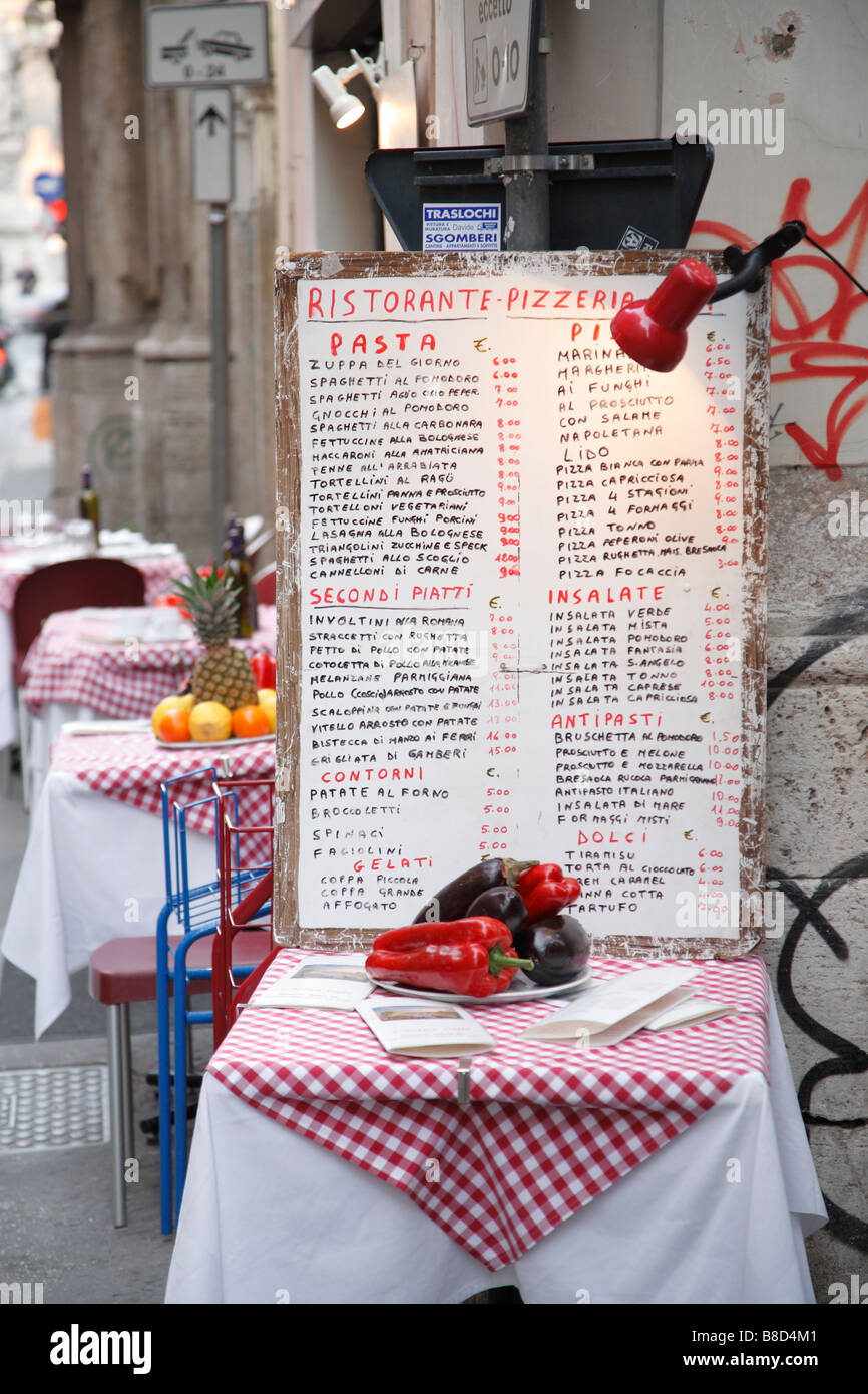 Restaurant menu, Rome, Italy Stock Photo