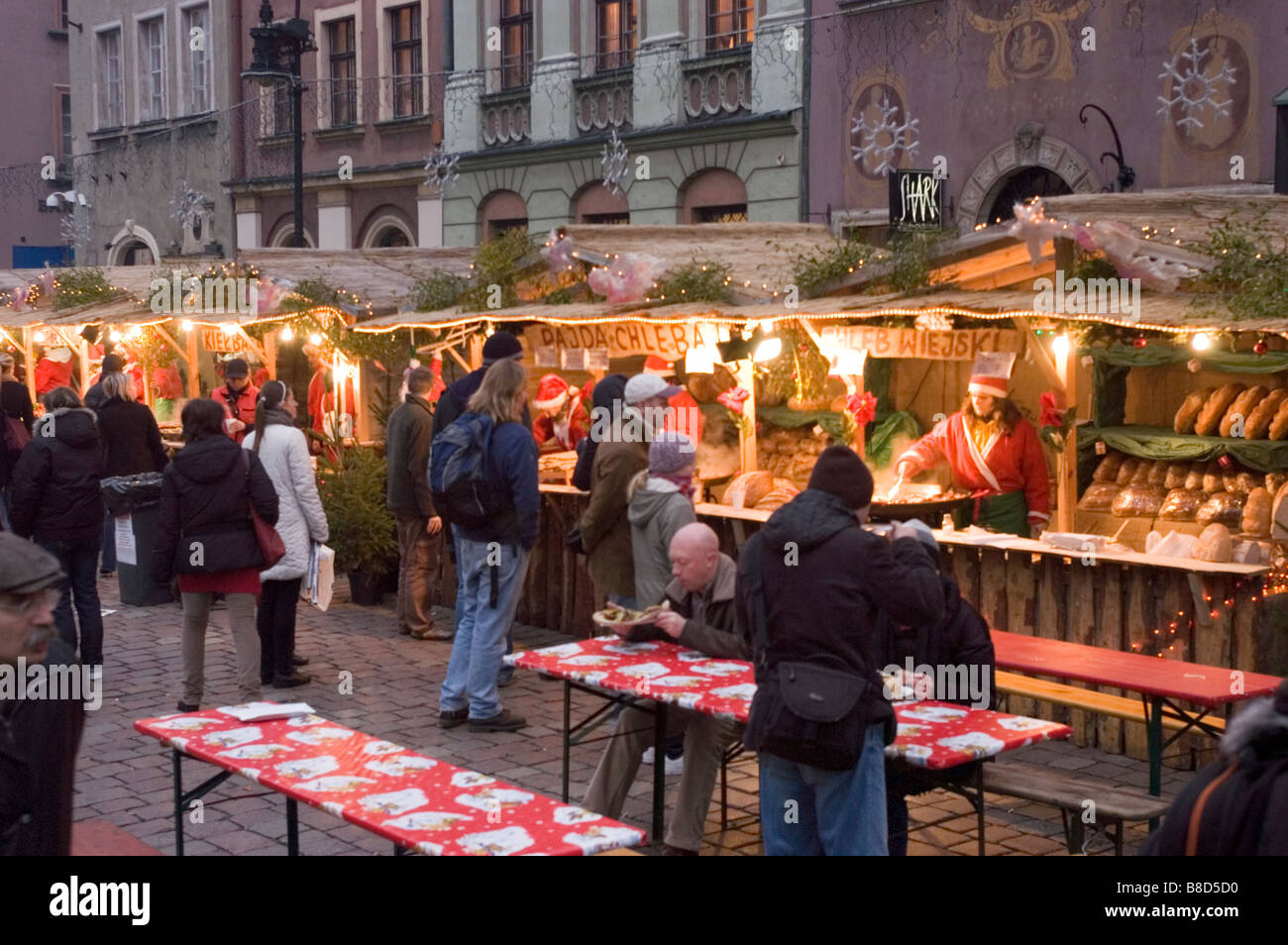 Food stands on Old Market Square, Poznan, Poland Stock Photo