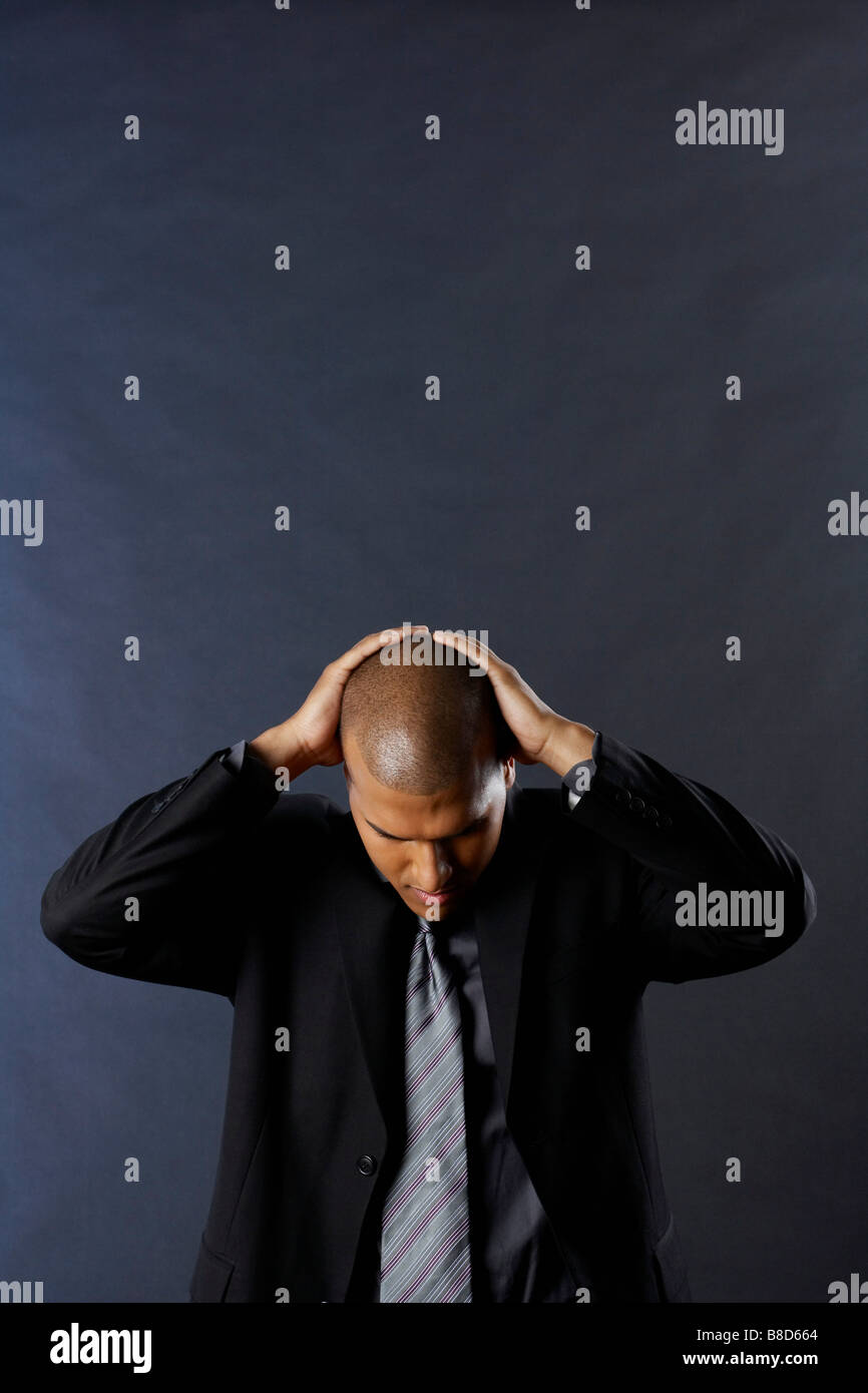 Man Hands Head Studio Stock Photo - Alamy
