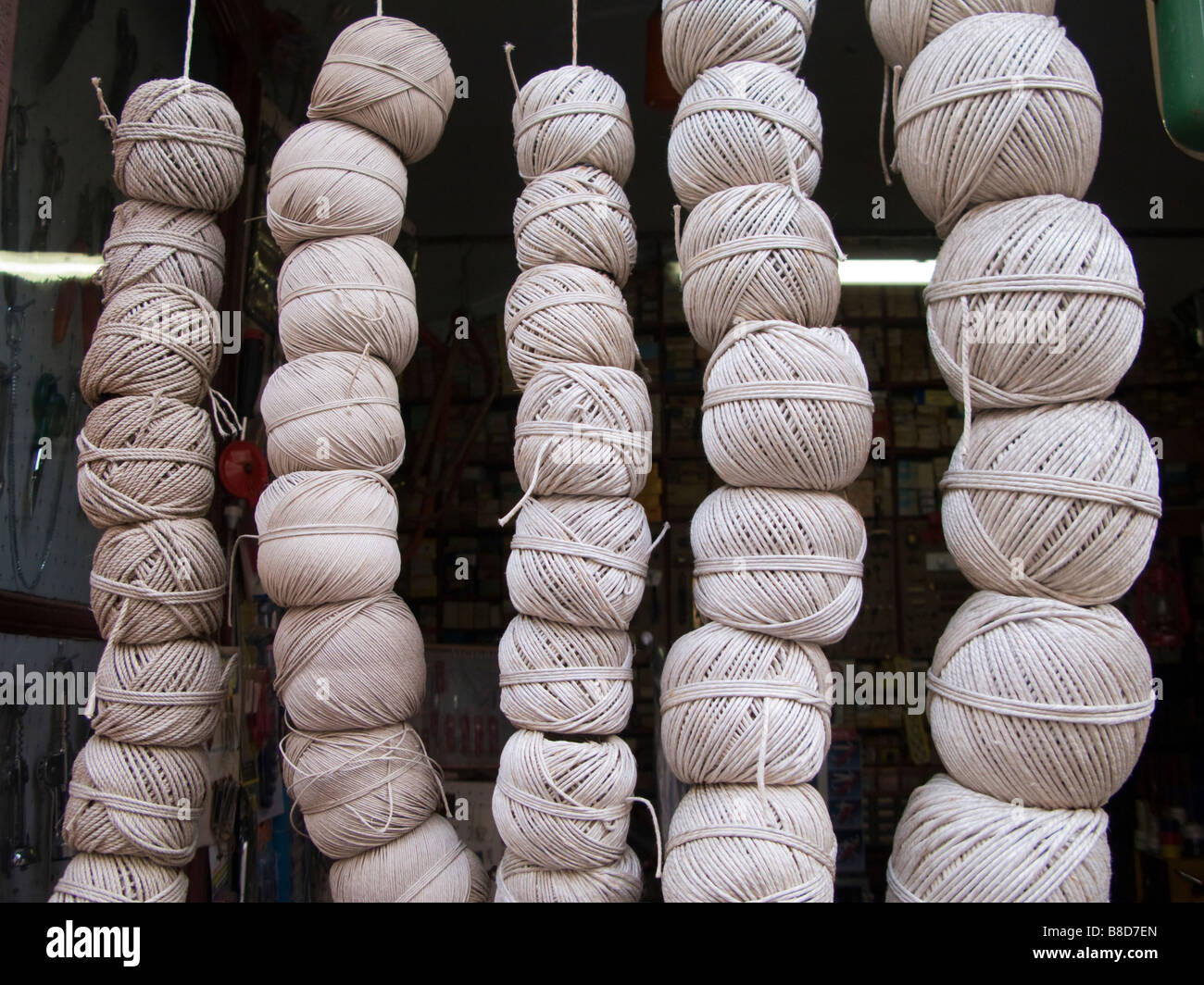 Balls of string, market, Rome, Italy Stock Photo