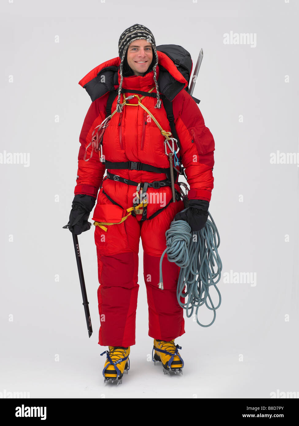 Man Professional Mountain Climbing Gear Studio Stock Photo - Alamy