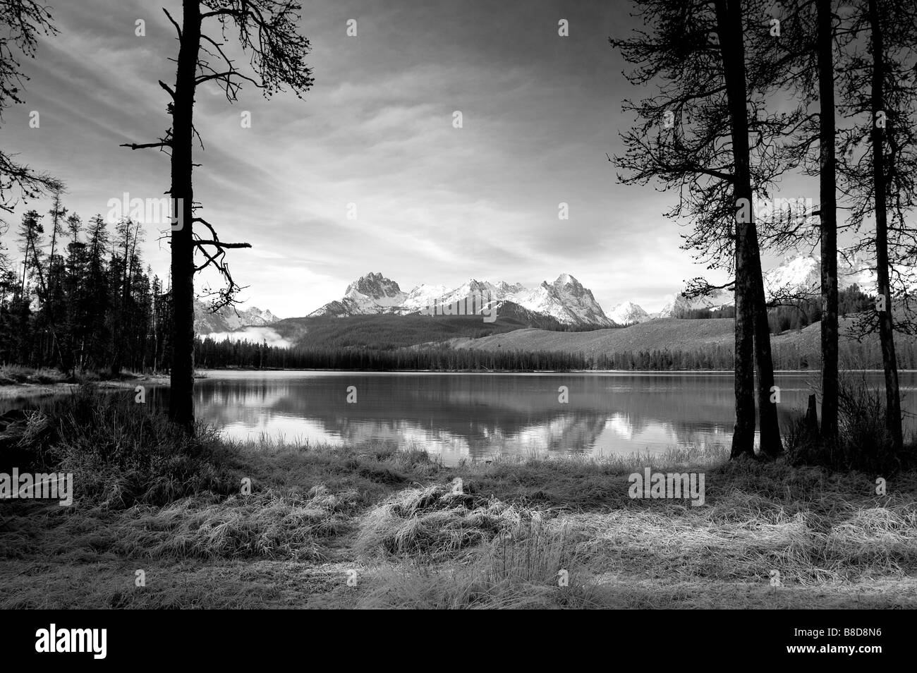 Redfish Lake and the Sawtooth Mountain Range near Sun Valley Idaho Stock Photo