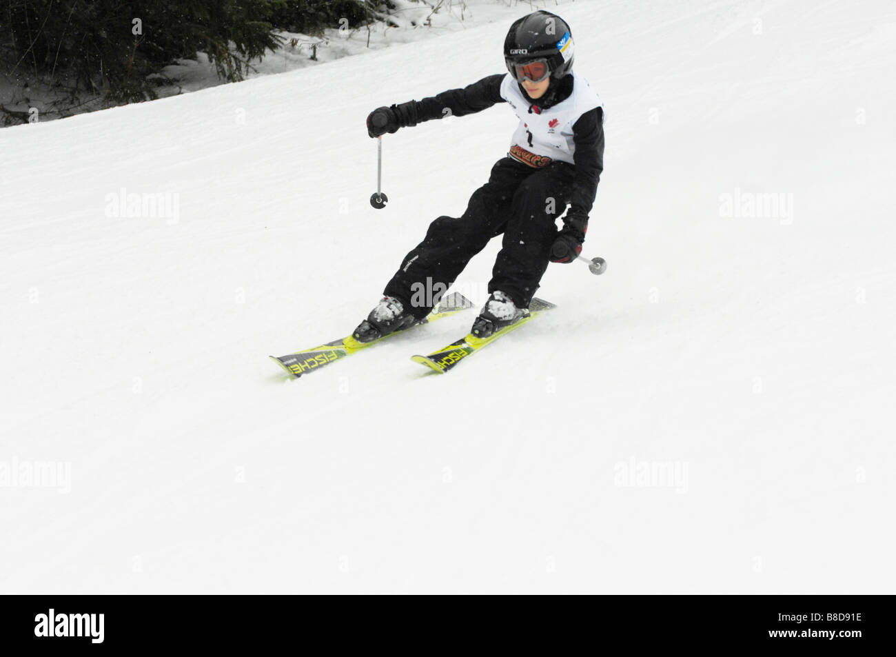 Boy Skiing Downhill,Ontario, Canada Stock Photo Alamy