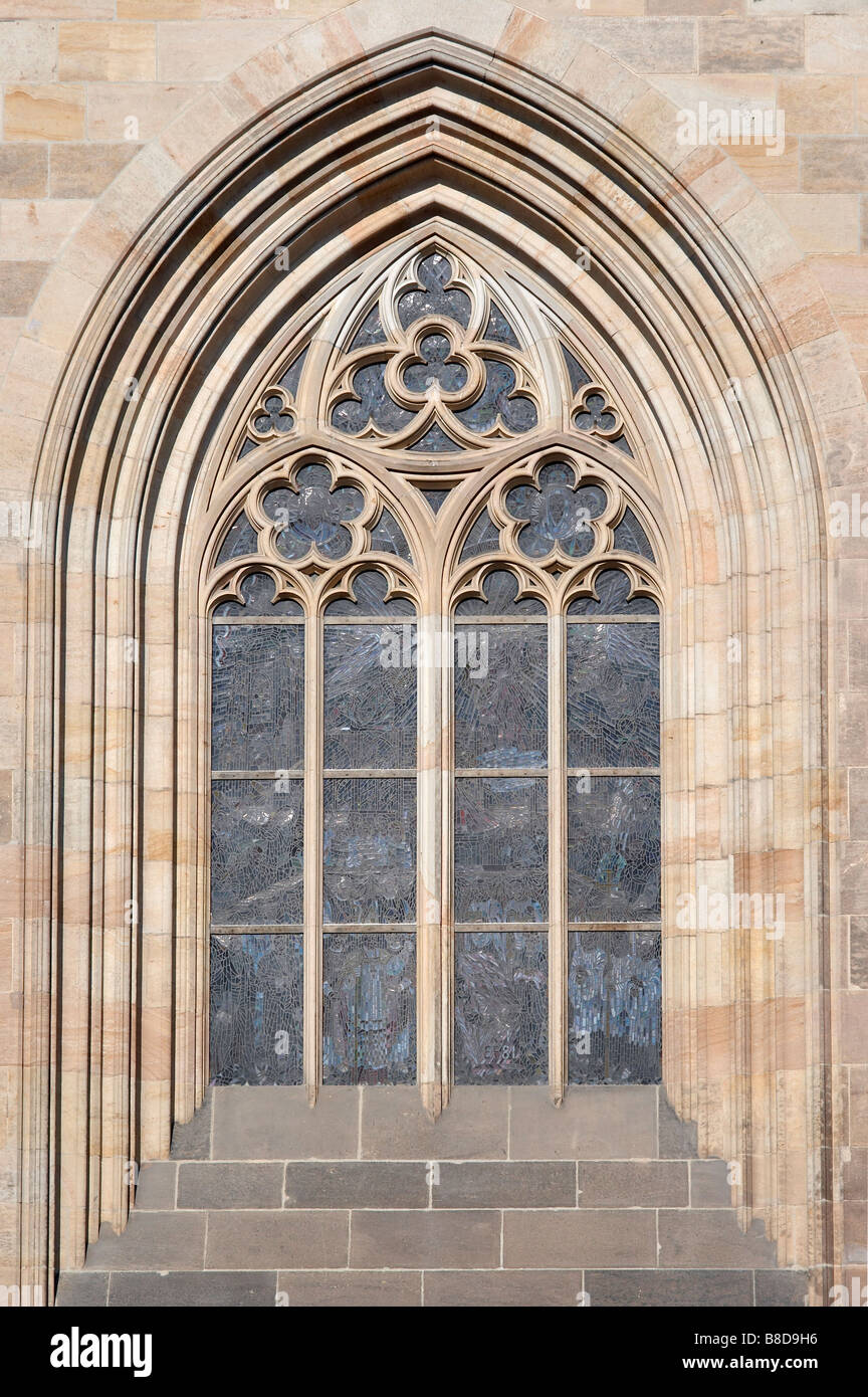 Architectural detail - Gothic arch on the Prague castle Stock Photo