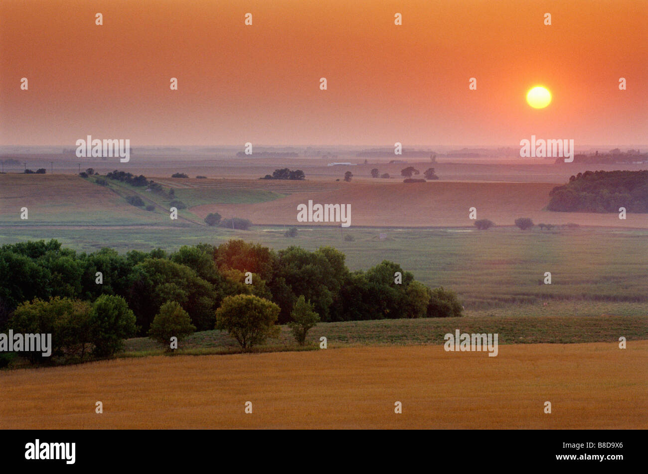 Sunset  Prairies, Holland, Manitoba Stock Photo