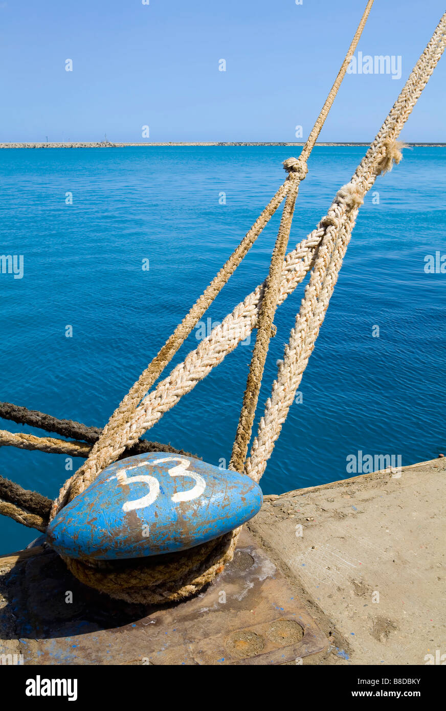 Limassol, Cyprus, Ship mooring in docks Stock Photo