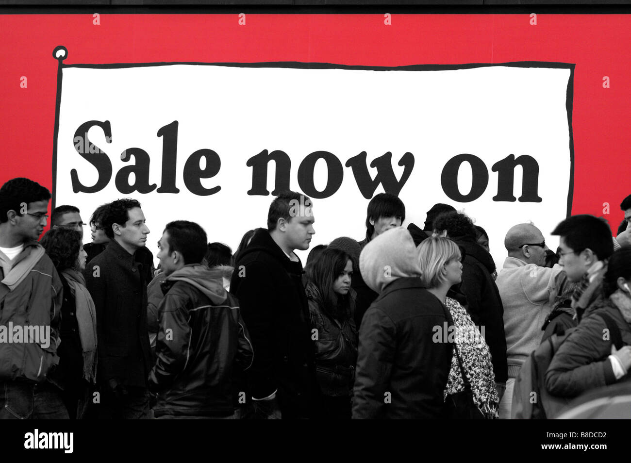 Boxing day 2008. Sale billboard at Oxford Street. London, UK Stock Photo Alamy