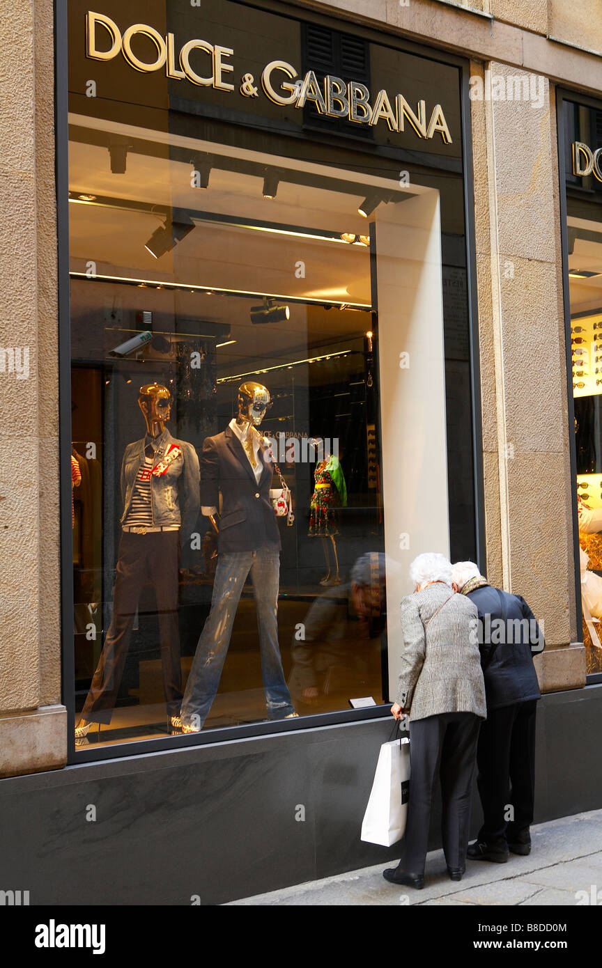 the fashion district, Via della Spiga, Milan, Lombardy, Italy Stock Photo
