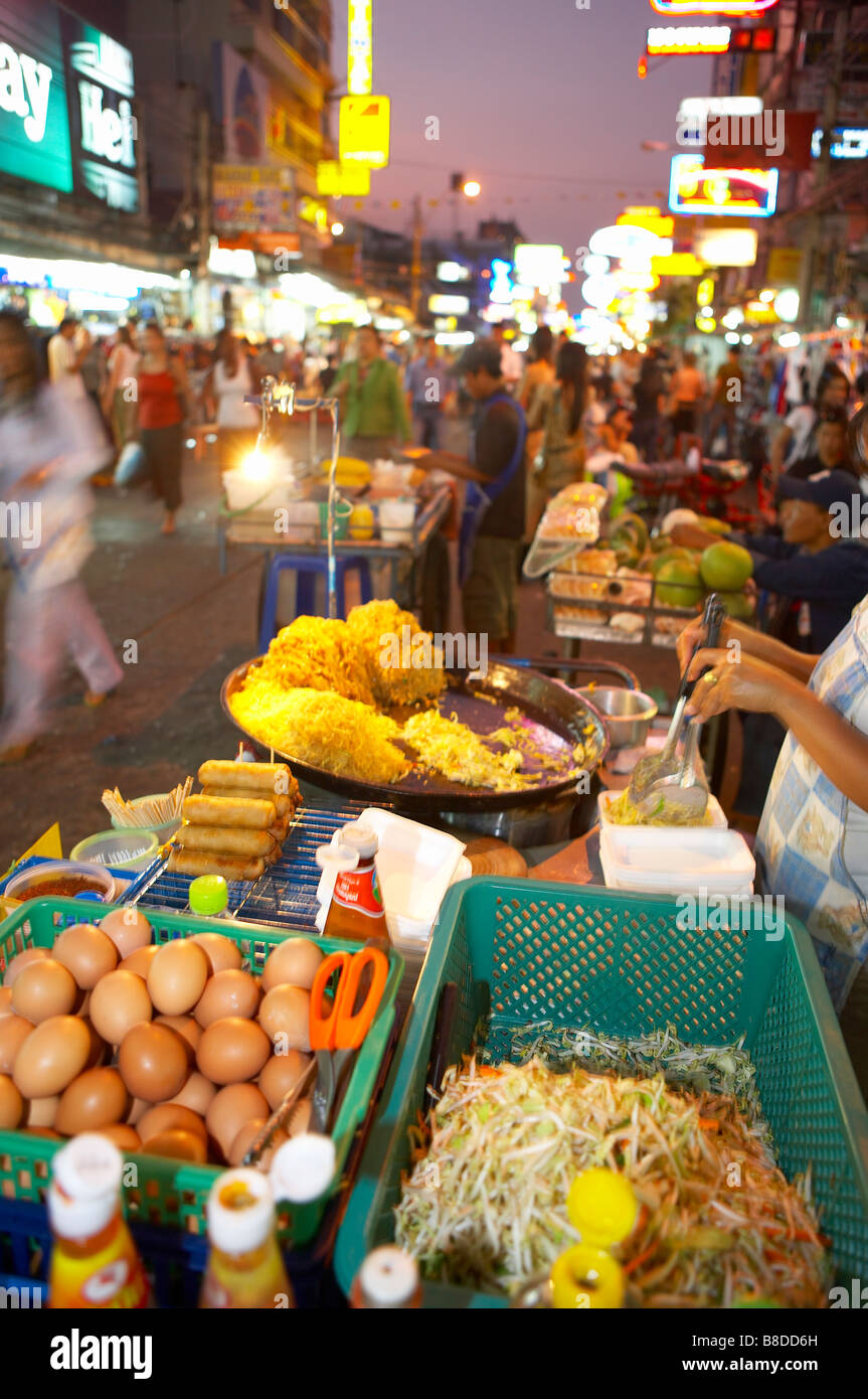 Street Food Pad Thai Noodles Spring Rolls For Sale On The Khao