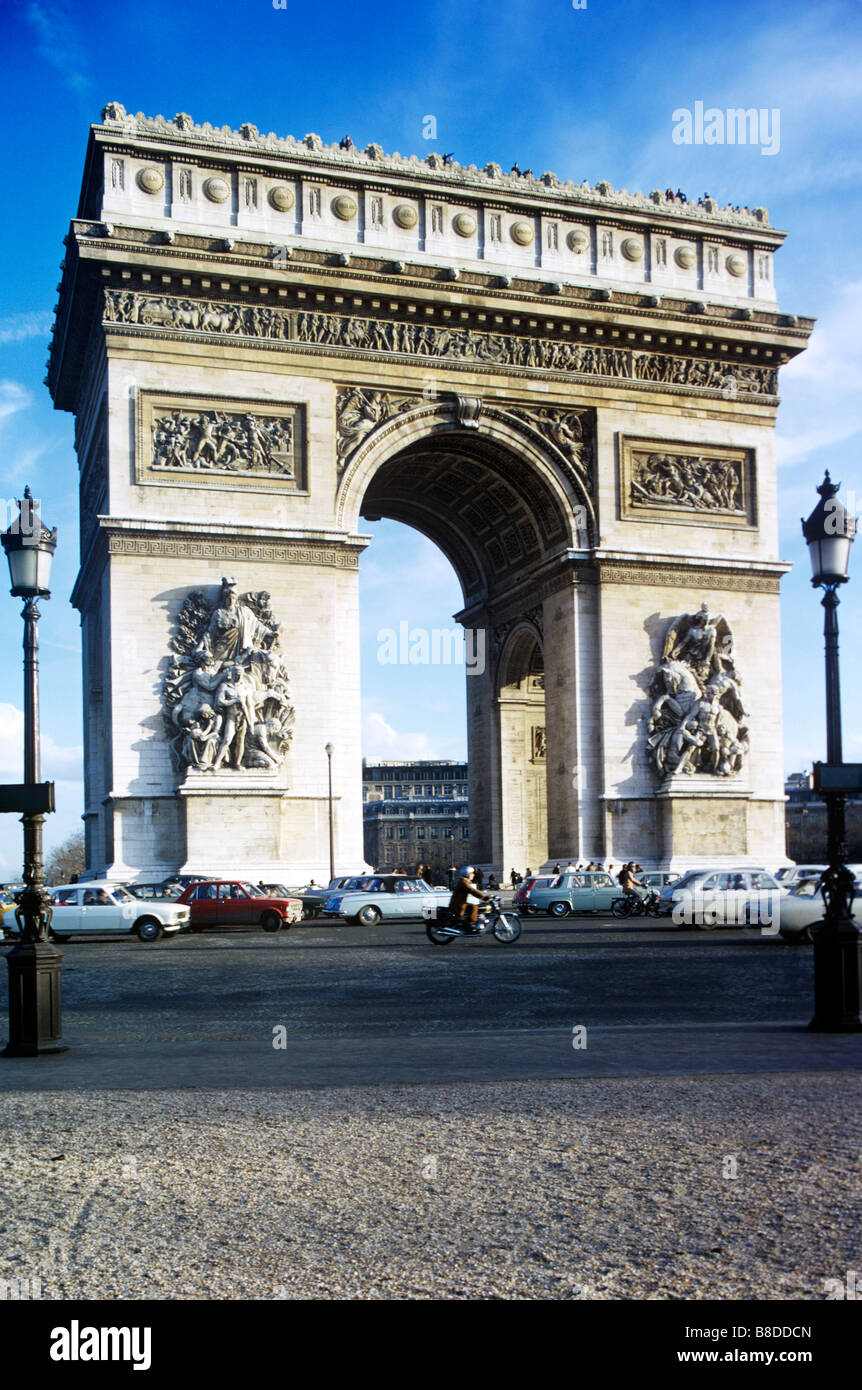 Paris, France, the Arc de Tromphe. Napoleons Monument is now also Monument to two world wars. Stock Photo