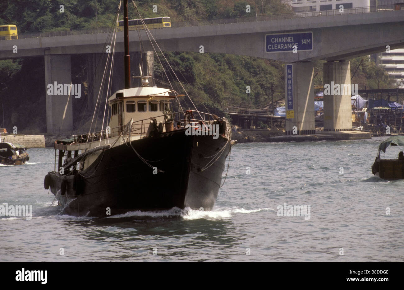 Hong Hong’s Aberdeen harbour is a busy place for tourists and commercial boats. Stock Photo