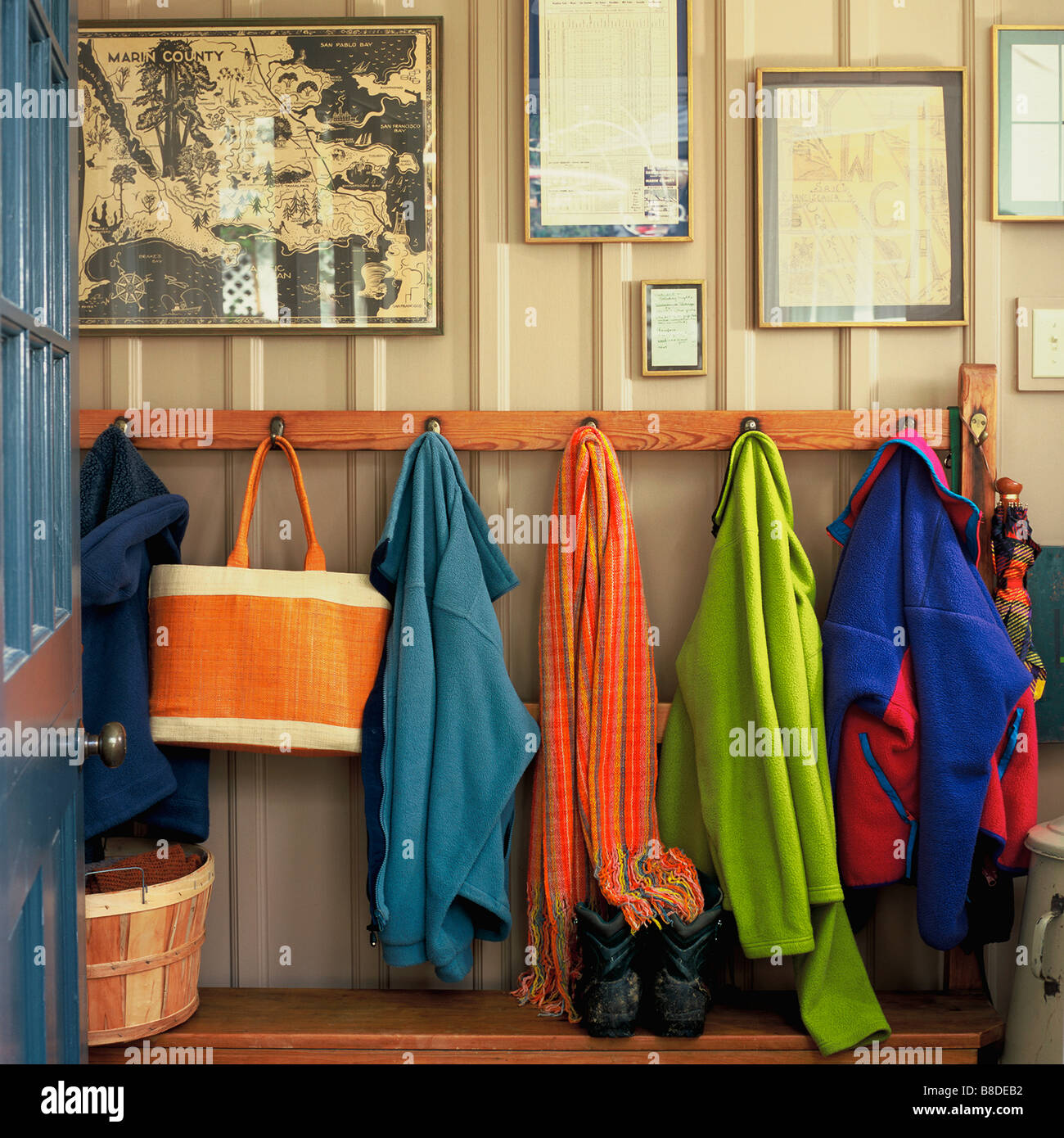 Entrance Way Home Coat Hooks Stock Photo Alamy