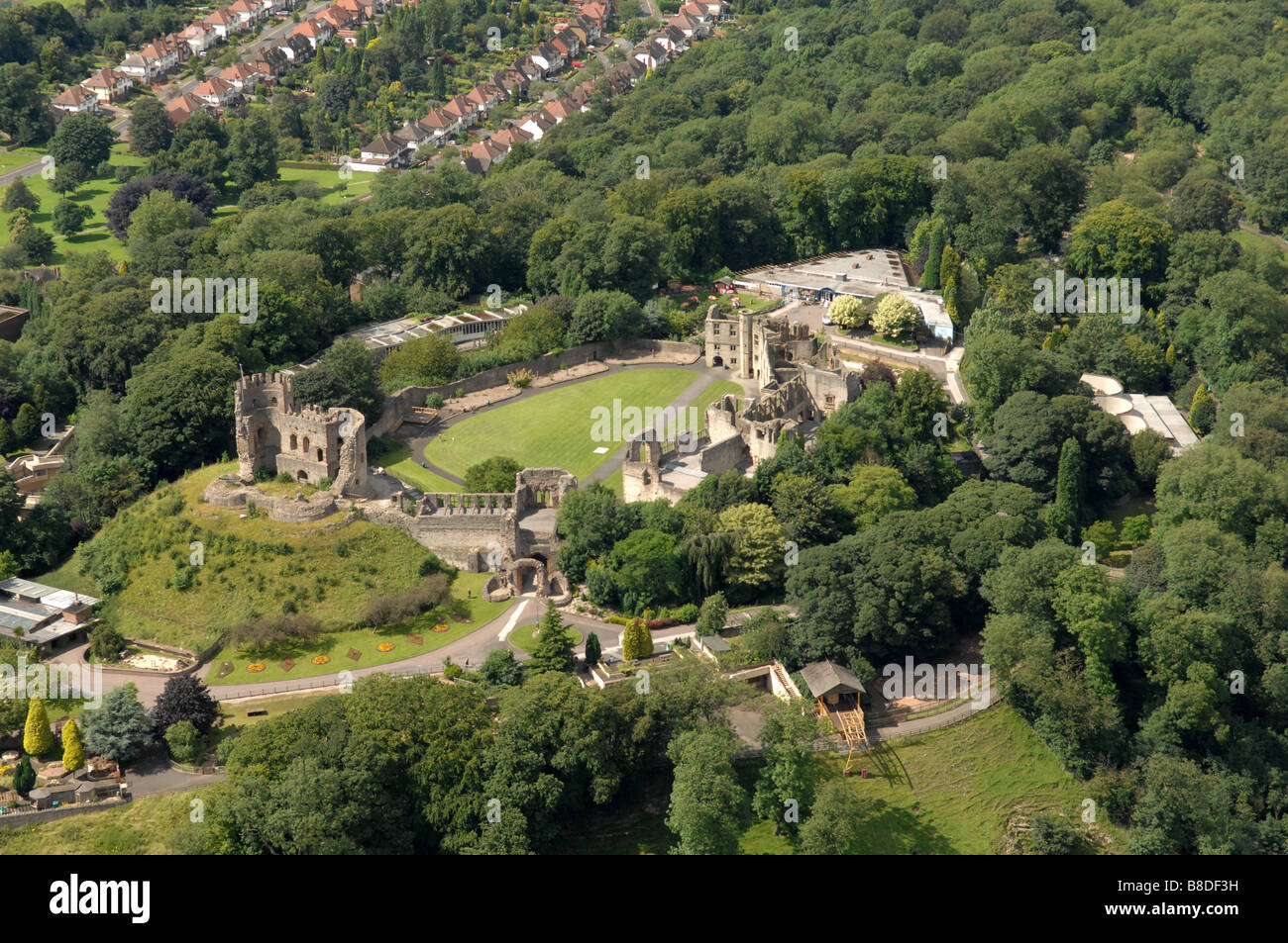 Aerial view of Dudley Castle and Zoo grounds West Midlands England Uk