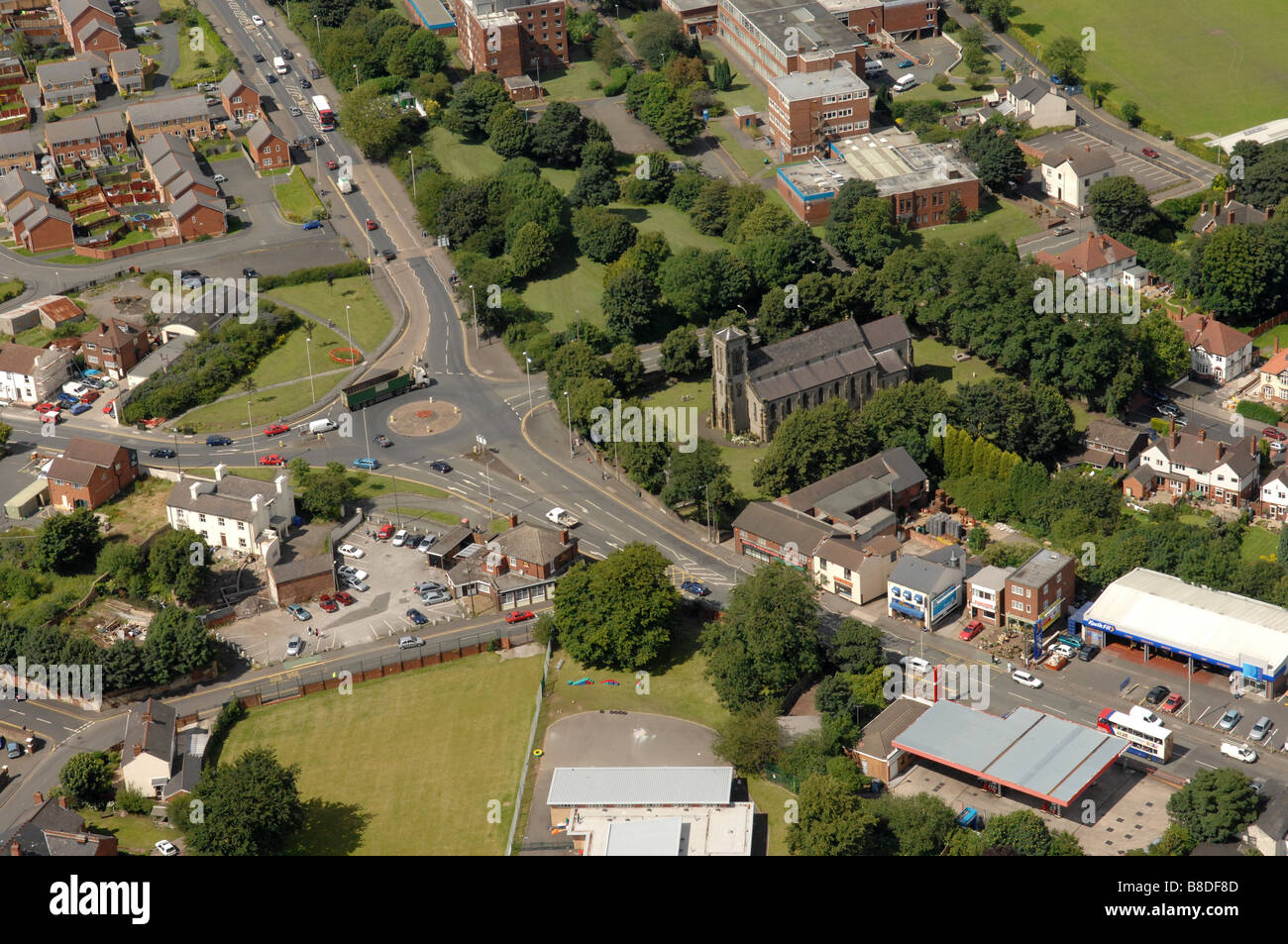 Aerial view of Dudley at the junction of Himley Road Salop Street