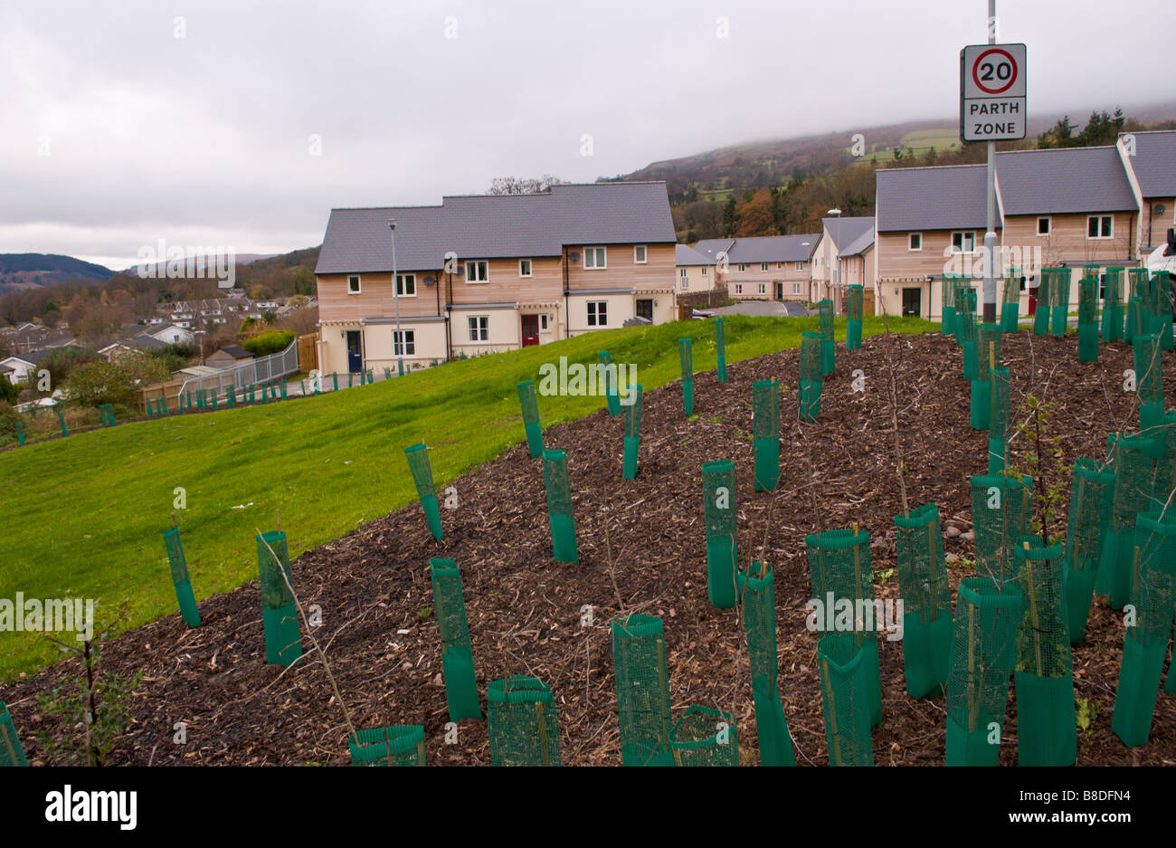 Low cost homes for local families in Crickhowell Powys Wales UK Stock