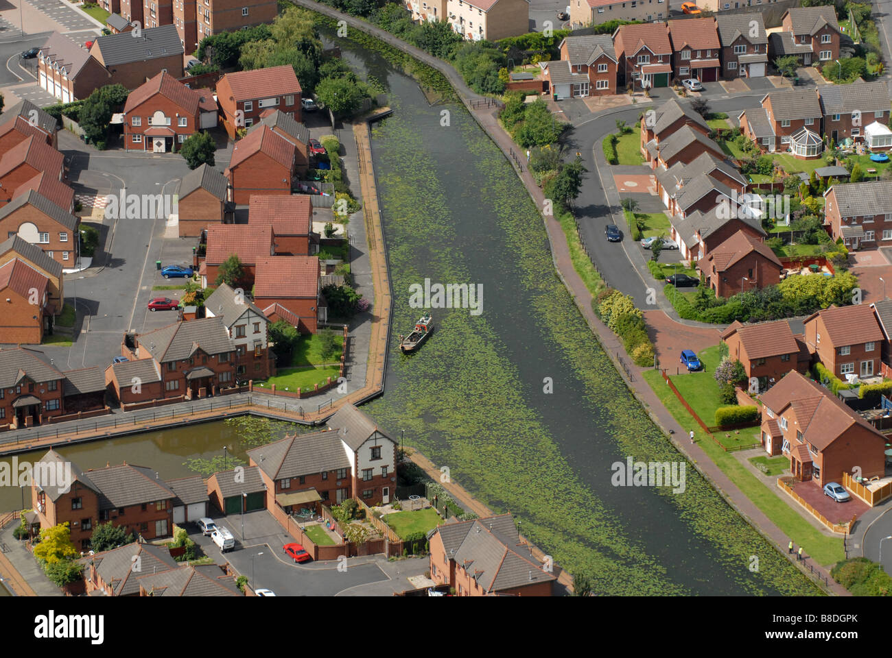 Aerial view of Canal side housing in Tividale Sandwell West Midlands