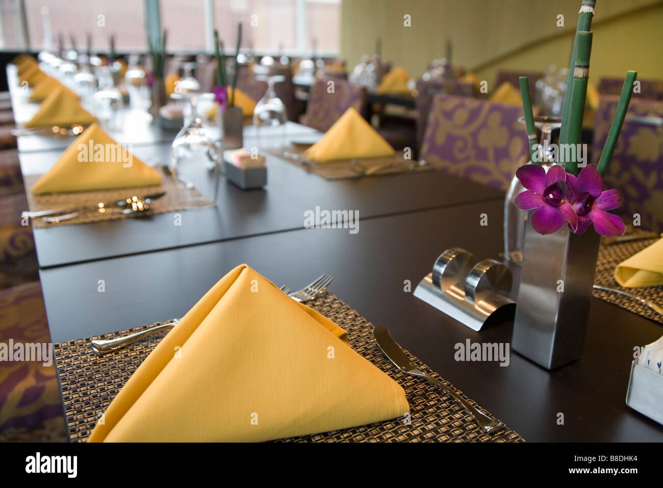 Detroit Michigan A table in the Bistro 555 restaurant in the hotel at the Greektown Casino Stock Photo