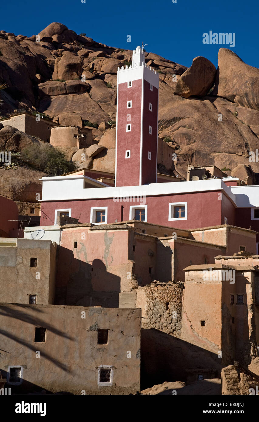 Mosque in the Berber village of Adai near Tafraoute in the Anti-Atlas Mountains, Morocco Stock Photo