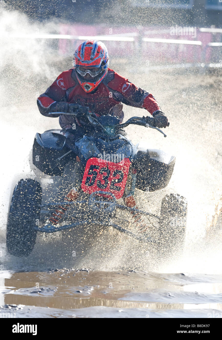 Competitor riding a quad bike at the Weston Beach Race, Weston-Super-Mare 2008 Stock Photo