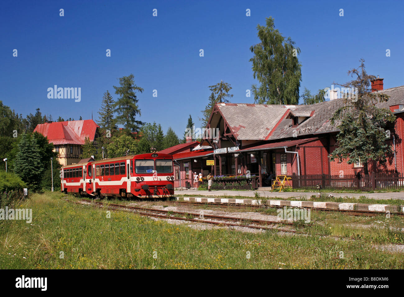 Railway Station Tatranska Lomnica, High Tatras, Slovakia Stock Photo