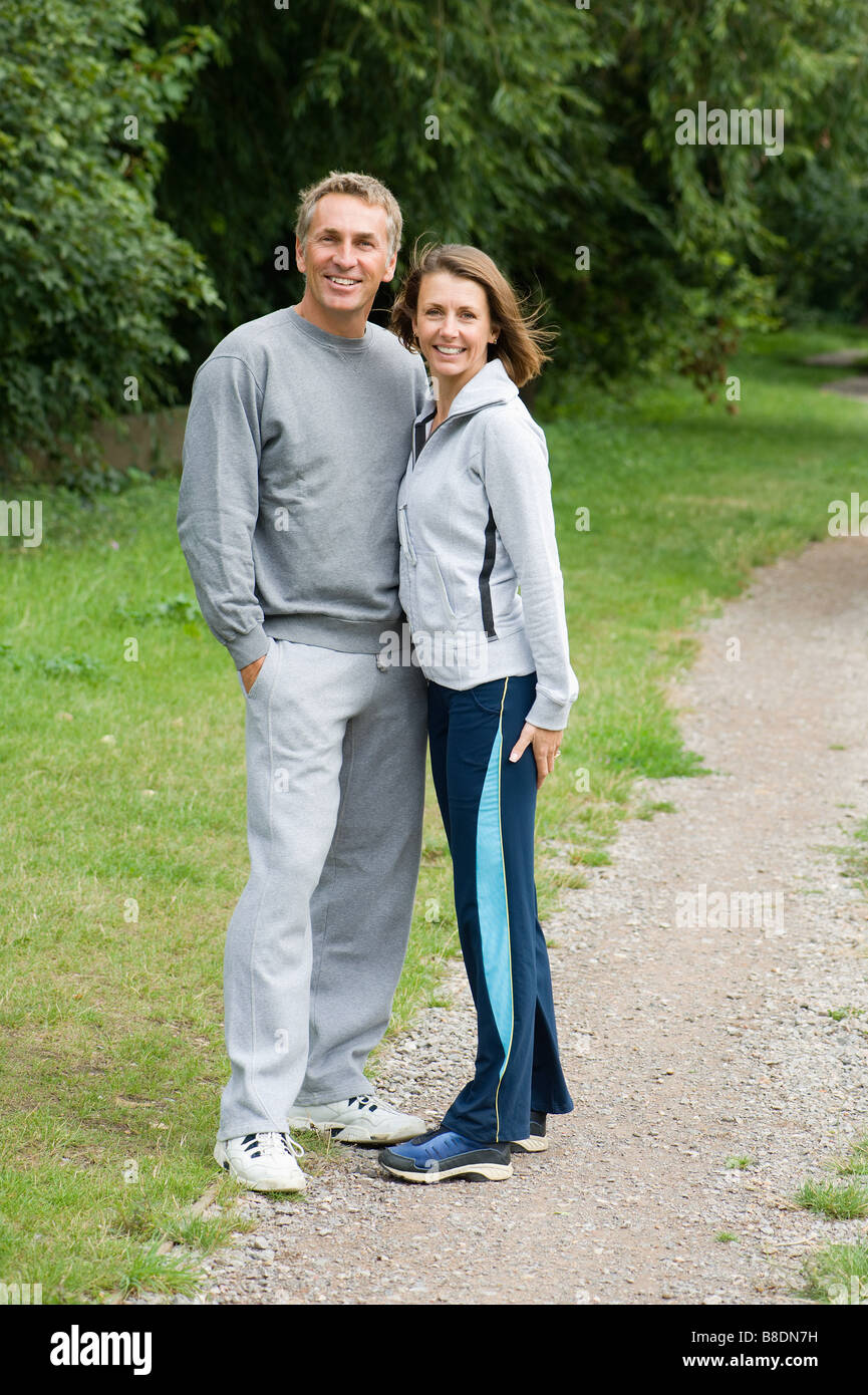 Mature couple wearing tracksuits Stock Photo Alamy