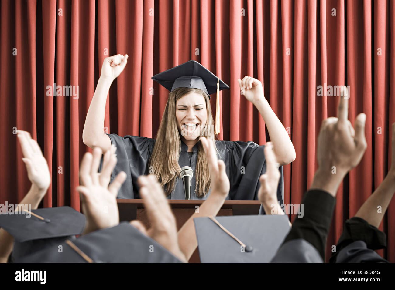 Graduate giving speech Stock Photo