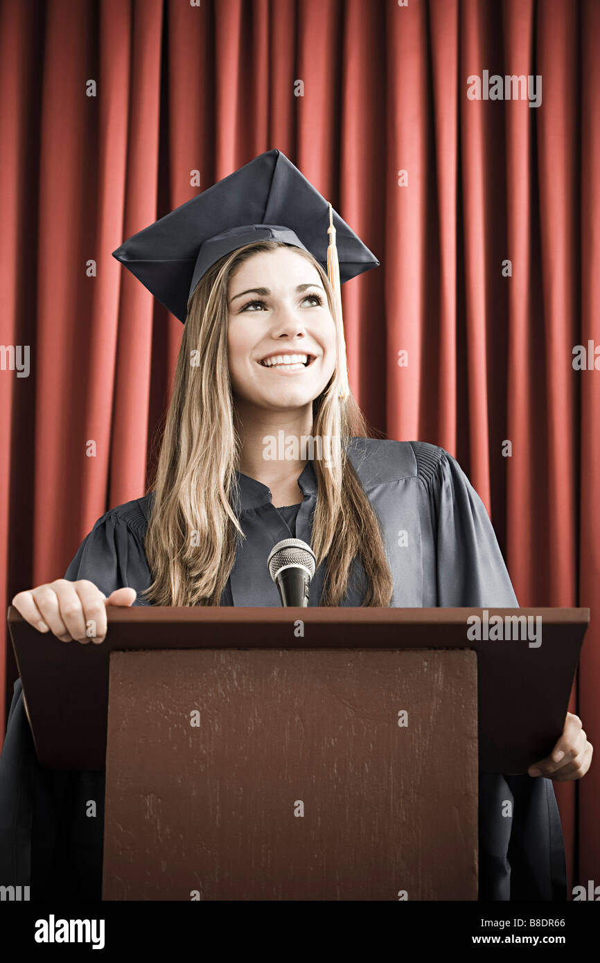 Female giving speech podium hires stock photography and images Alamy