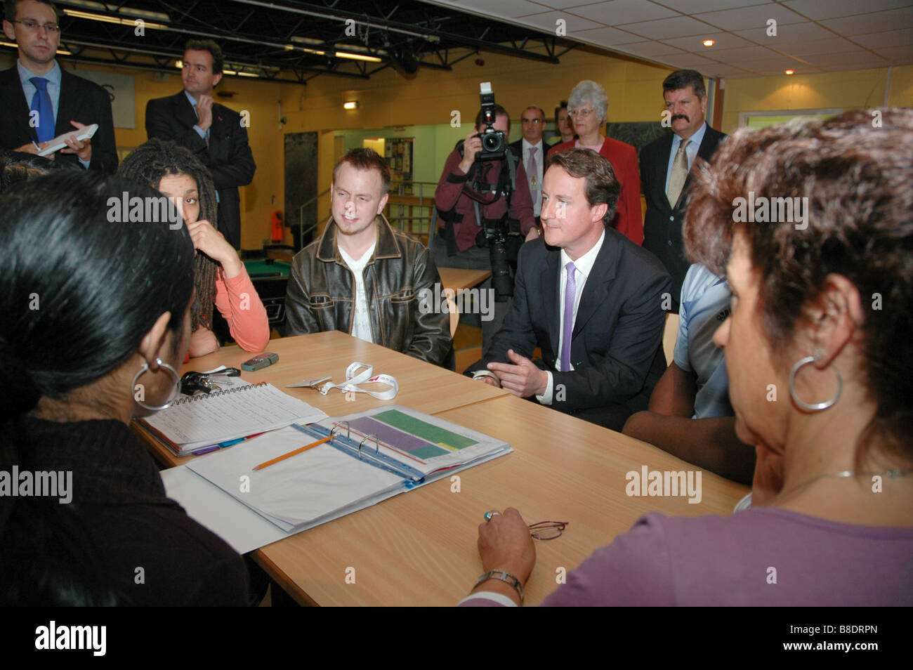 David Cameron MP visits a west London Youth Centre during his campaign for leadership of the Conservative Party Stock Photo