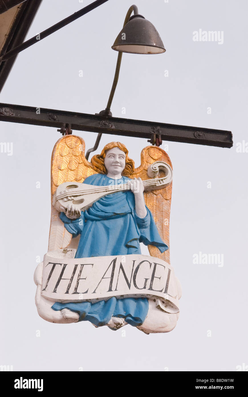 The Angel Hotel pub sign in Lavenham,Suffolk,Uk Stock Photo