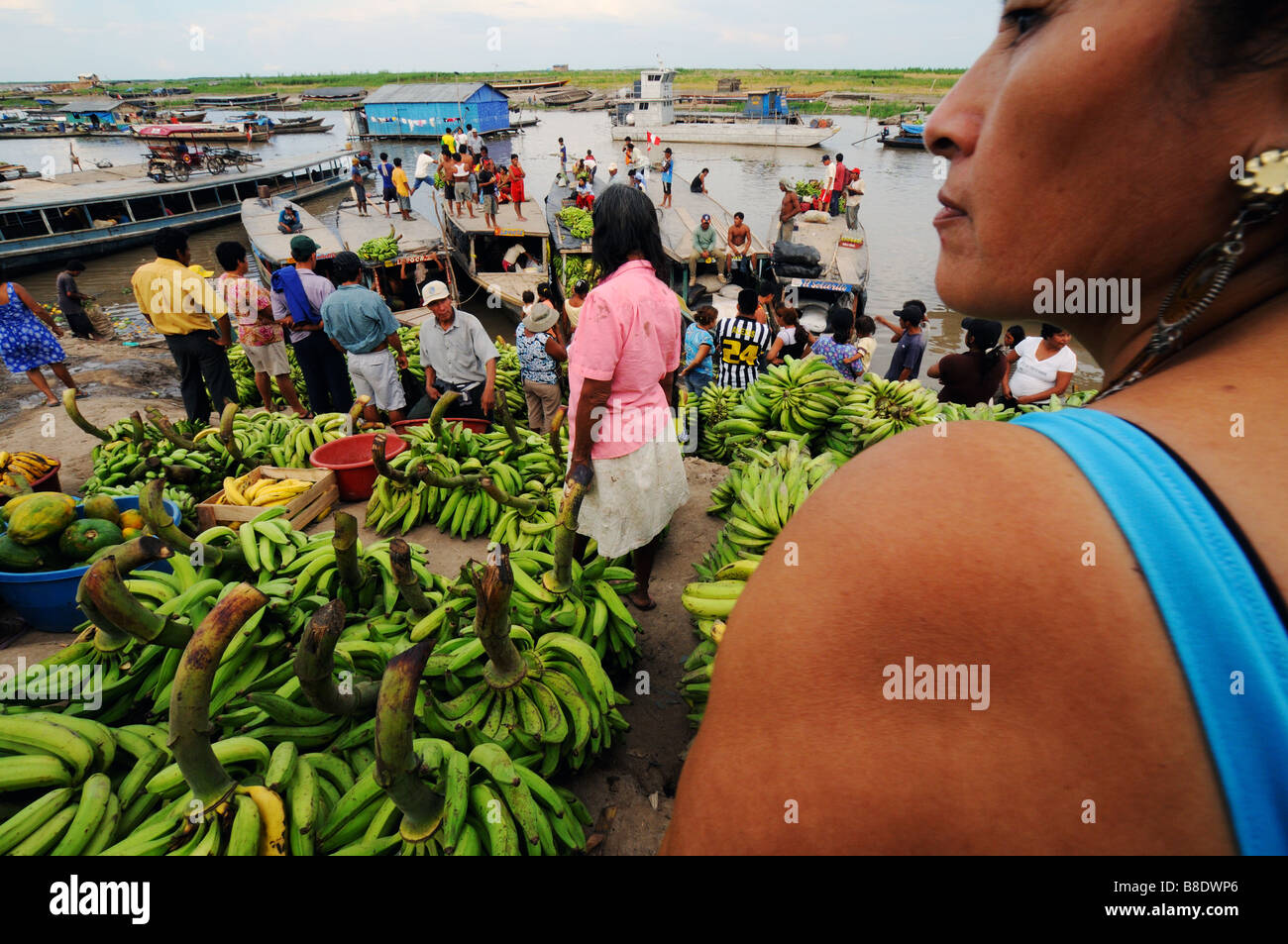 A banana market in the port of Pucallpa, Peru Stock Photo Alamy