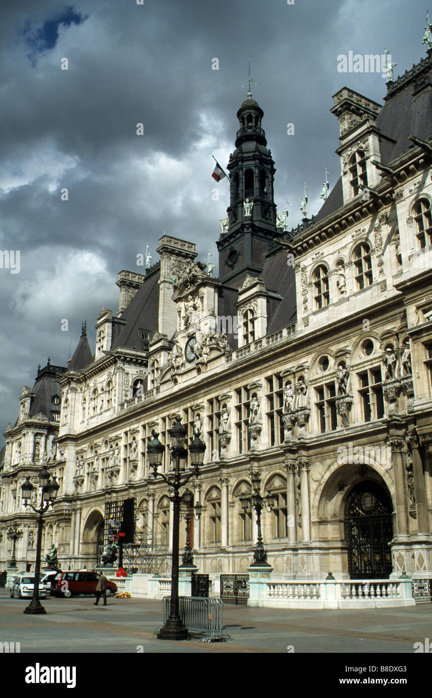 Paris, Hôtel de Ville, City Hall, part of main elevation from the south ...