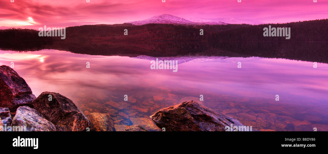 Lochgarry Sunrise Panoramic, West Coast of Scotland Stock Photo