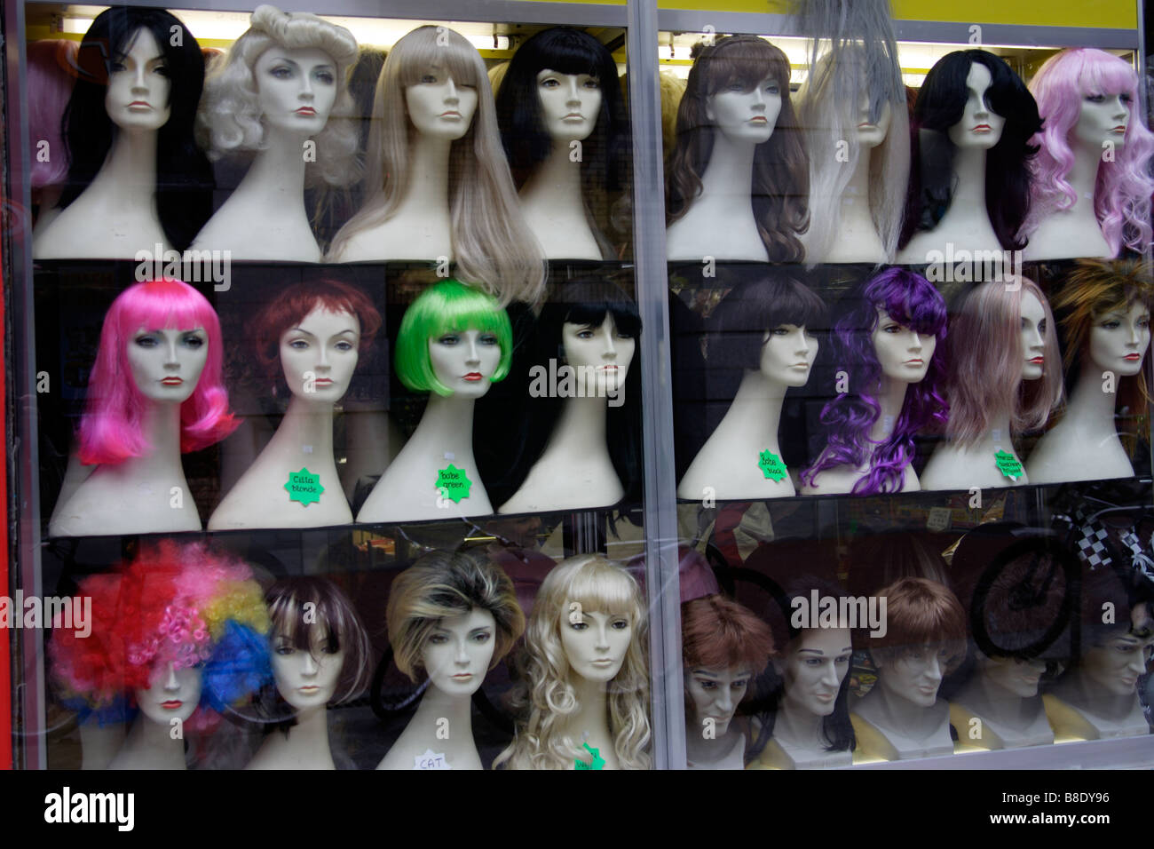 Ireland Dublin Wig Shop display window Stock Photo - Alamy