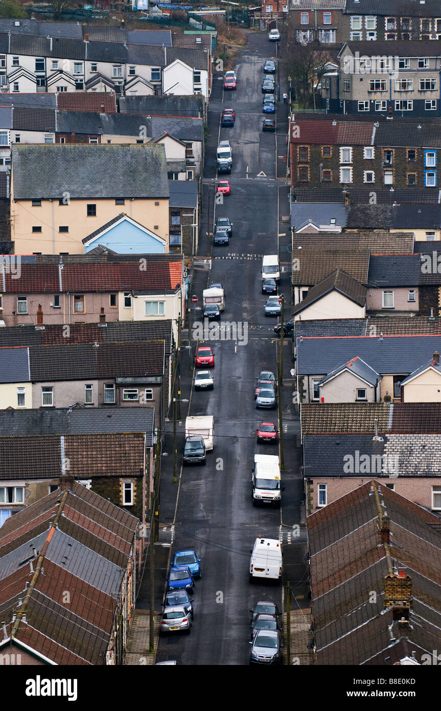 Terraced housing in the Rhondda Valley in Wales Stock Photo Alamy