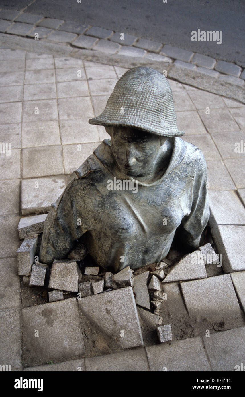One of Anonymous Pedestrians statues by Jerzy Kalina, Wroclaw, Poland Stock Photo