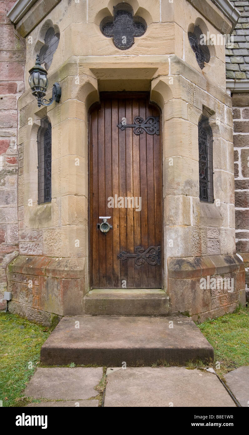 Ornate church Doorway at Luss, Alexandria, Scotland. Stock Photo