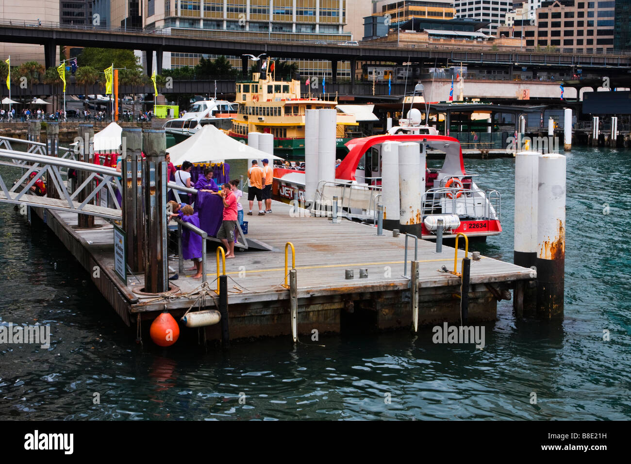 The jetboat wharf on Sydney Harbour Stock Photo