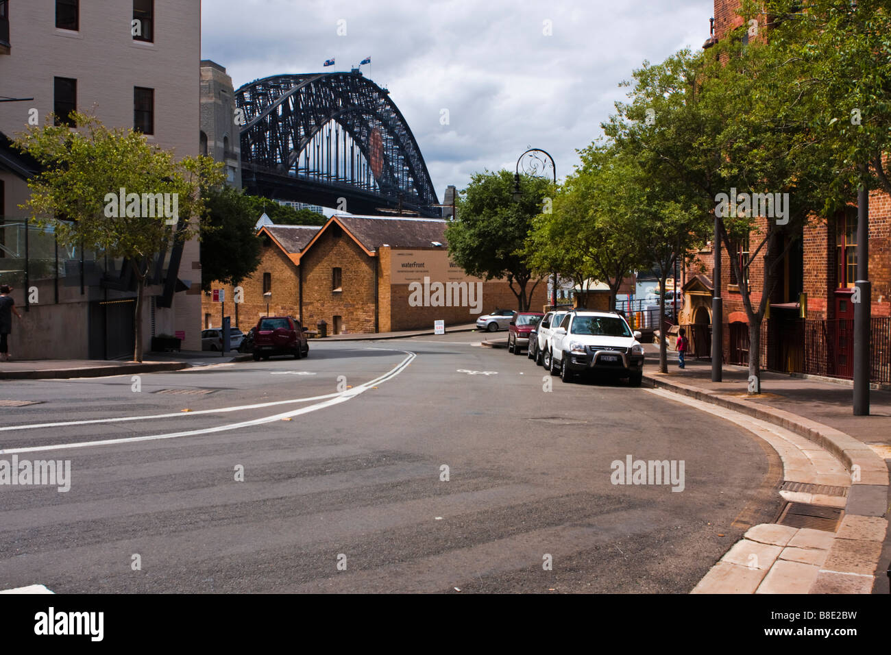 looking toward the Sydney Harbour Bridge Stock Photo