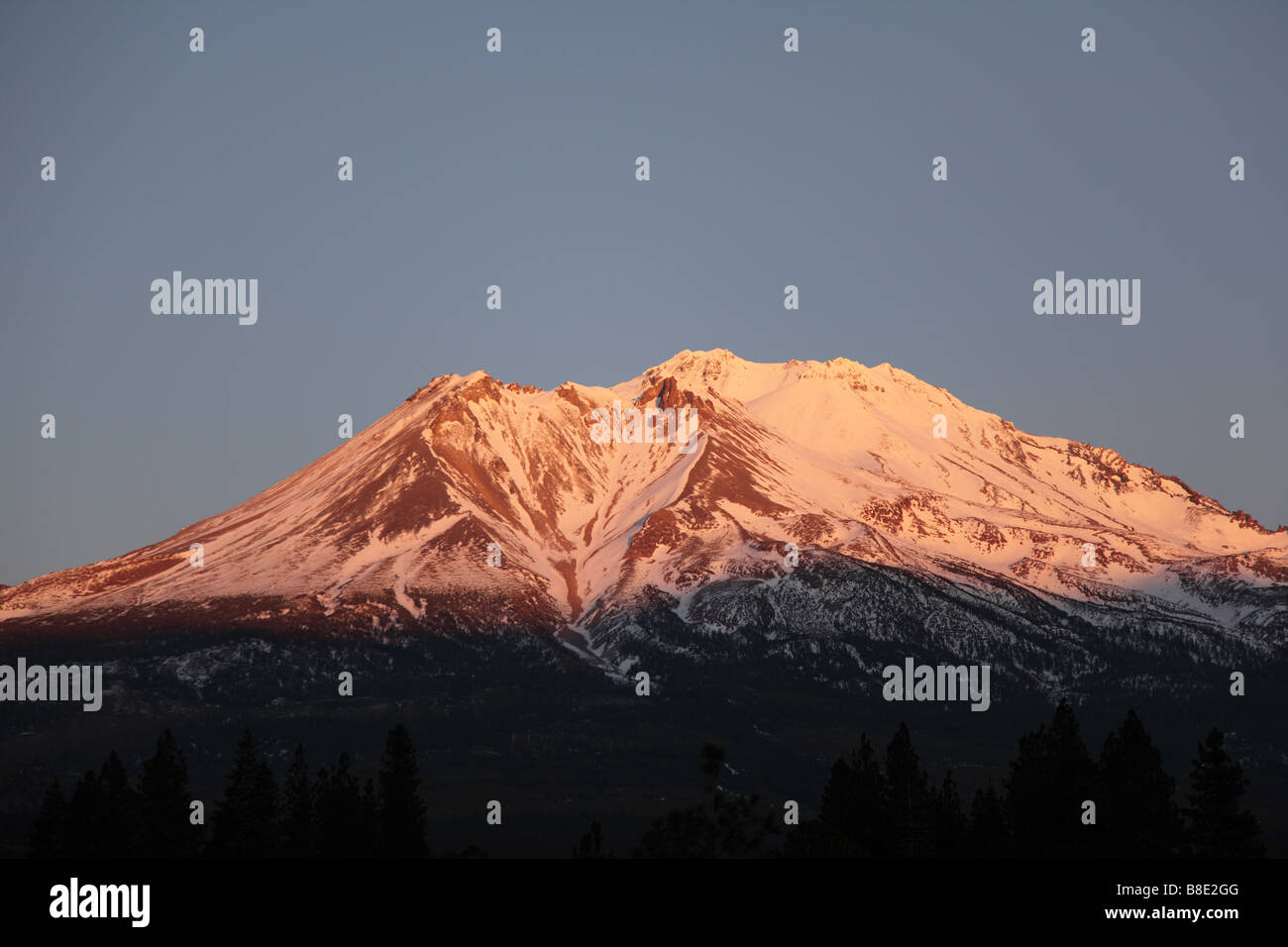 Sunset on Mt Shasta California Stock Photo