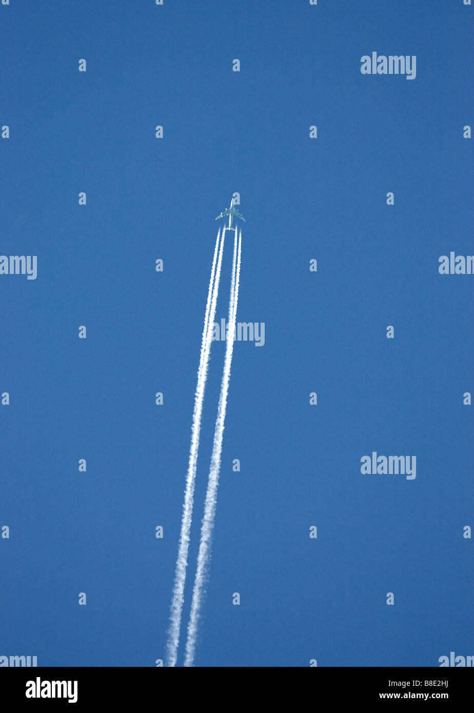 Jet Airliner Contrails Stock Photo