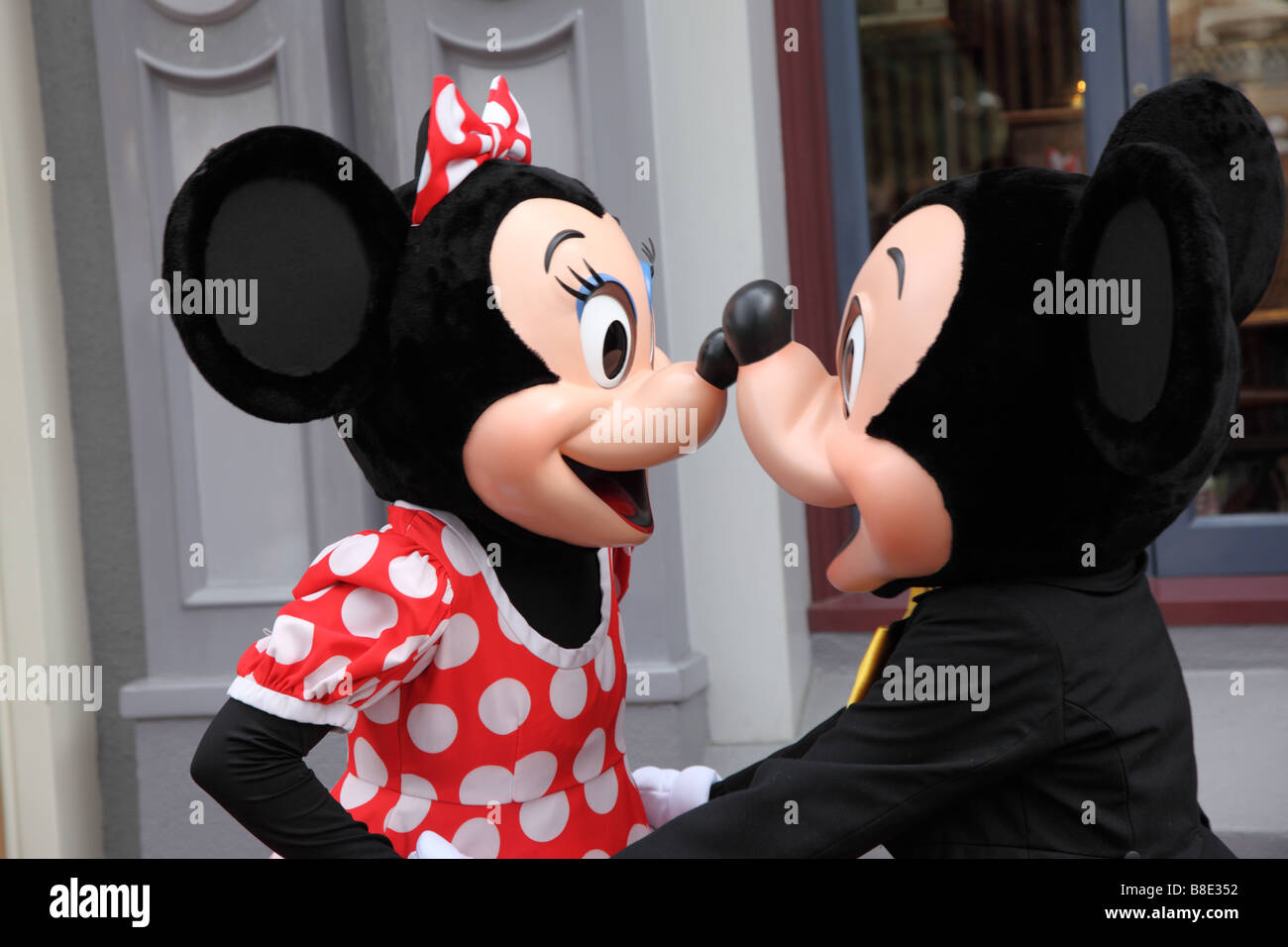 Minnie and Mickey Mouse nose to nose at Disneyland California Stock Photo