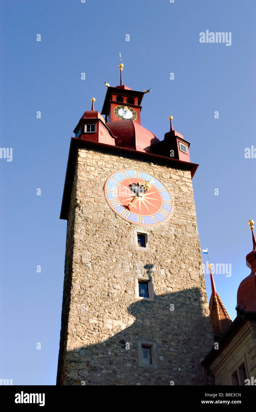 Town Hall clock tower in Lucerne Switzerland Stock Photo Alamy