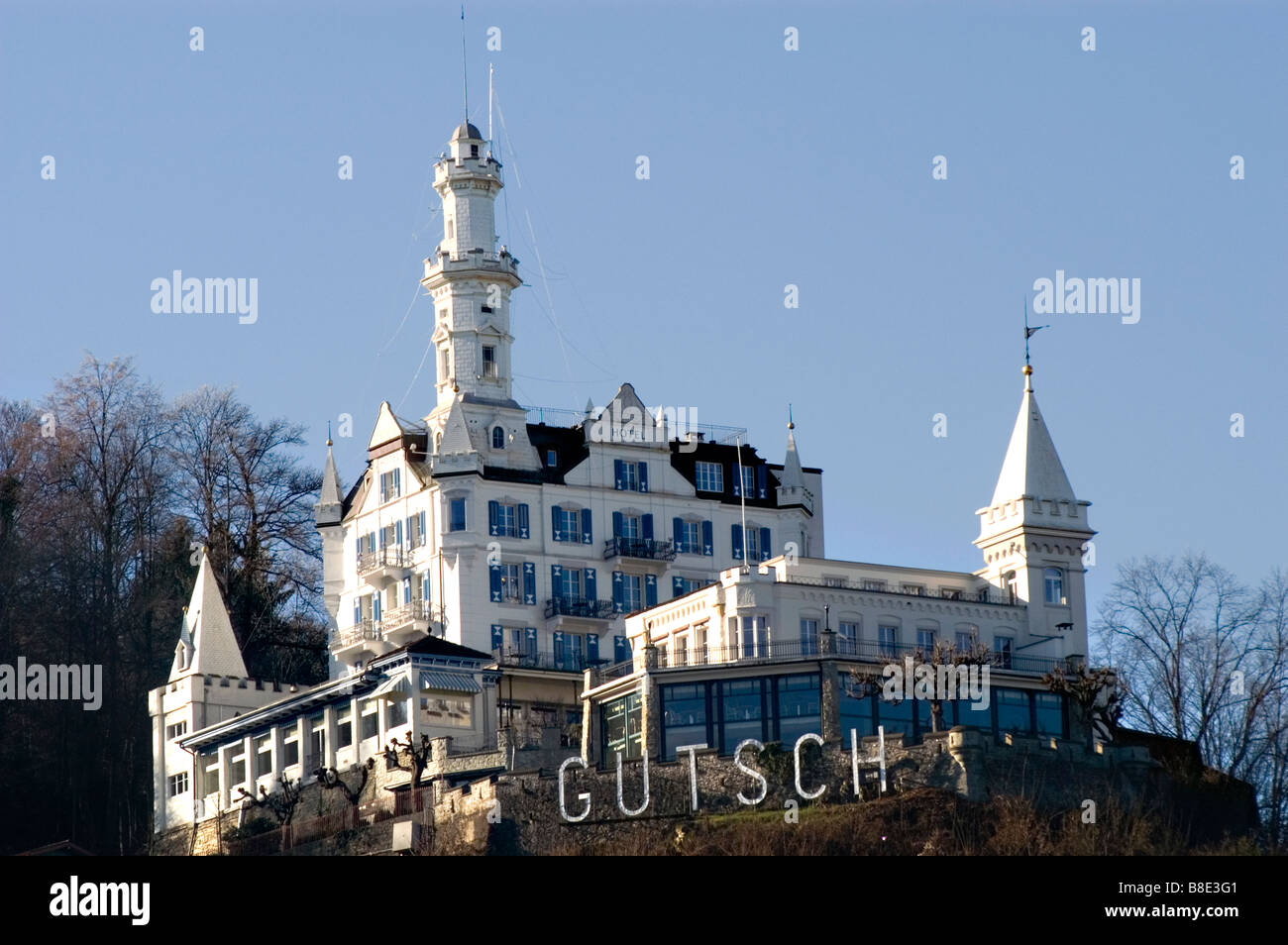 Chateau Gutsch Hotel, Lucerne, Luzern, Switzerland Stock Photo