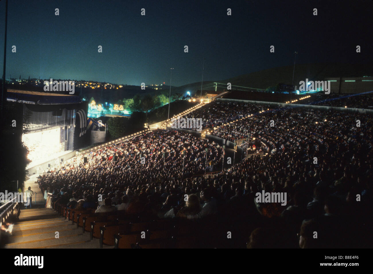 Audience at outdoor concert Irvine Meadows California Stock Photo