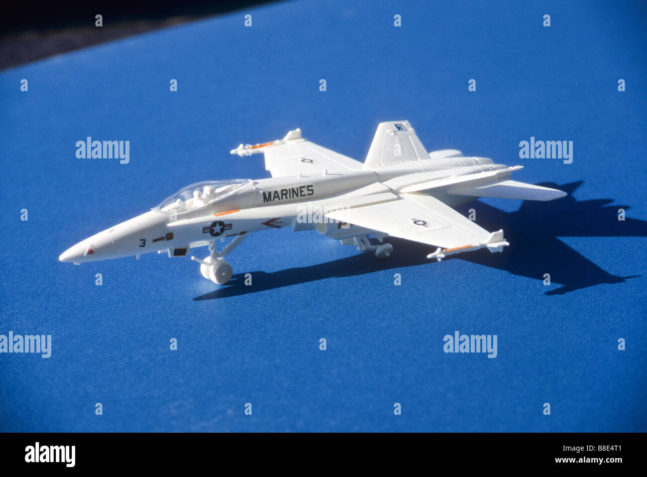 Plastic model of American jet fighter aircraft oil Stock Photo