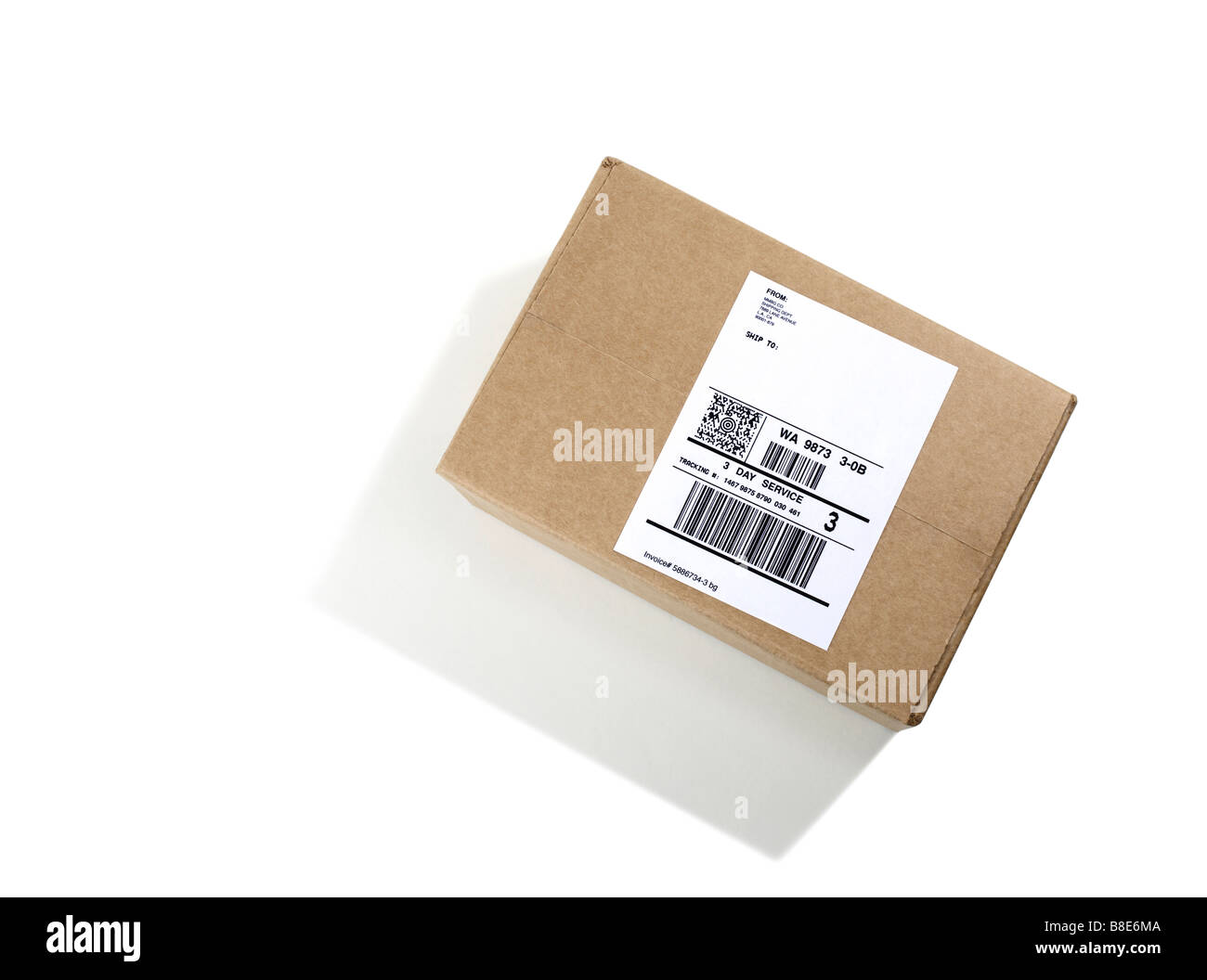 Labeled Shipping Box Stock Photo