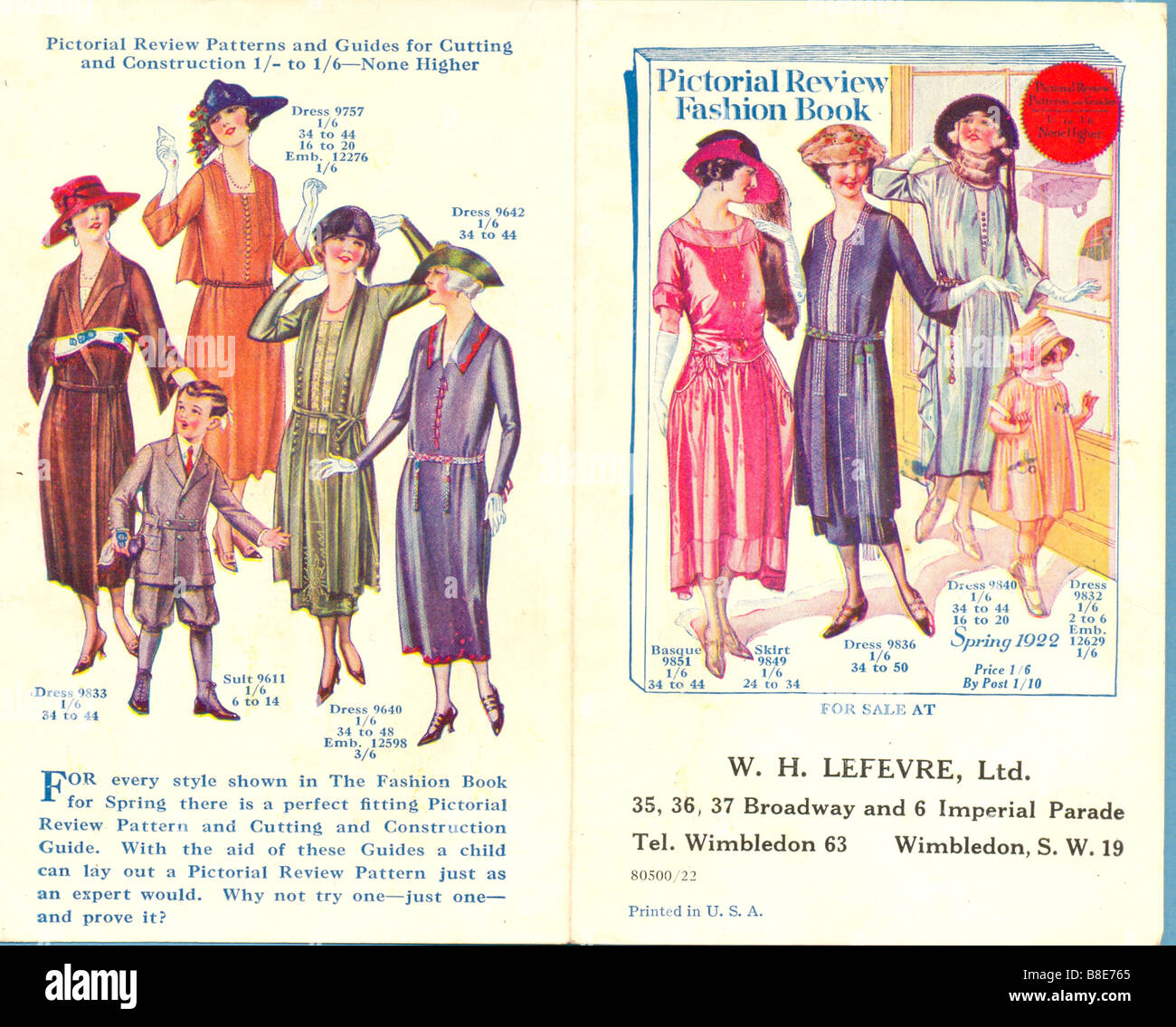 Patterns for Spring 1922 published by W H Lefevre Stock Photo