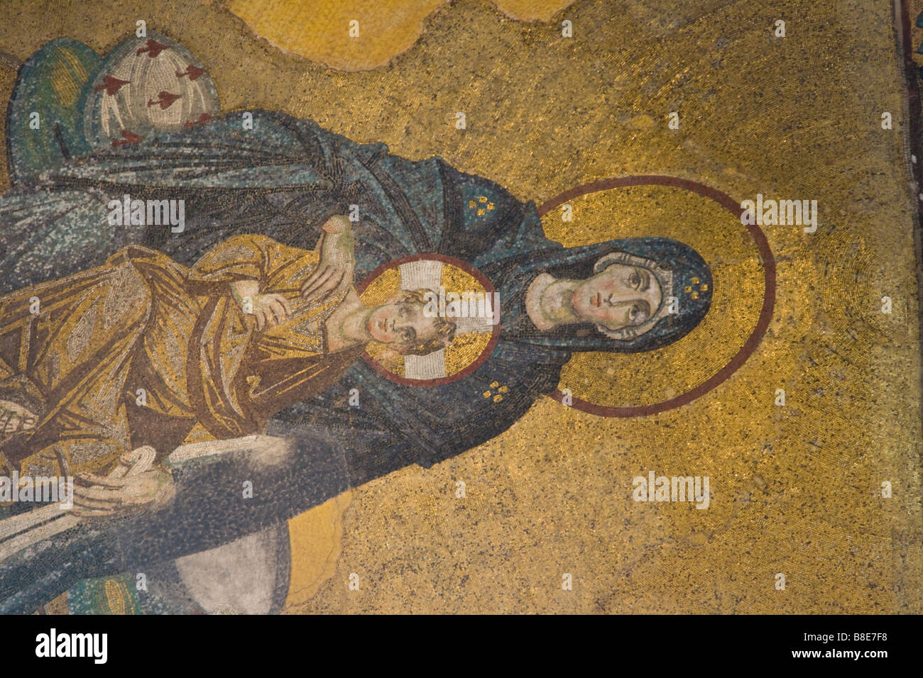 Tile Mosaic of Mary and Christ inside the Ayasofya Mosque in Istanbul Turkey Stock Photo